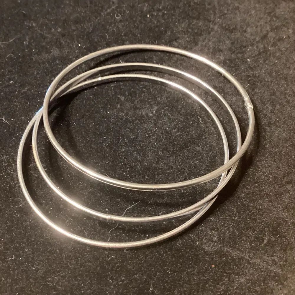 Set of 3 Bright Silver Tone Bangle Bracelets